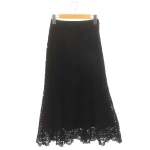スカラップレーススカート ロング 34 XS 黒 ブラック