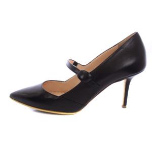 パンプス ハイヒール ポインテッドトゥ ストラップ レザー 38 25cm 黒 ブラック