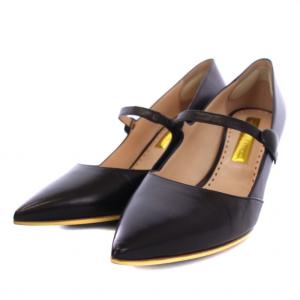 RUPERT SANDERSON パンプス ハイヒール ポインテッドトゥ ストラップ レザー 38 25cm 黒 ブラック