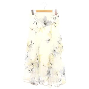 23SS リリーフラワーオパールスカート フレア ロング ミモレ 0 白 ホワイト /MF OS