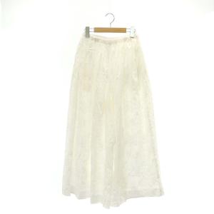 22SS ピグメントフラワー ウエストゴム ワイドパンツ イージー 花柄 36 白 ホワイト /MI OS