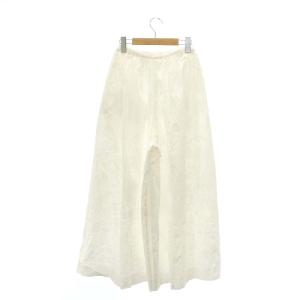 ebure 22SS ピグメントフラワー ウエストゴム ワイドパンツ イージー 花柄 36 白 ホワイト /MI OS
