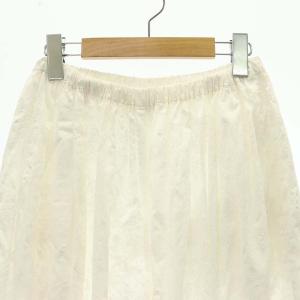 ebure 22SS ピグメントフラワー ウエストゴム ワイドパンツ イージー 花柄 36 白 ホワイト /MI OS