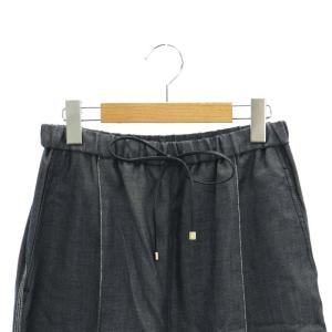 ebure 23AW デニムライクウール ワイドパンツ イージー 36 ネイビー