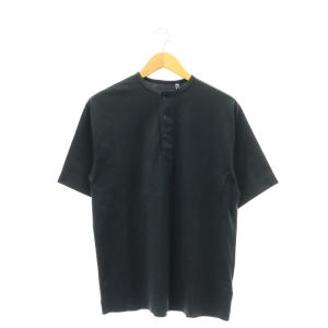 Suvin Supima Tube Henleyneck Tee Light Tシャツ カットソー 五分袖 36 S 黒 ブラック
