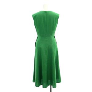 ANAYI 23SS リネン調オックスフレア ワンピース ロング ミモレ丈 ノースリーブ 34 グリーン