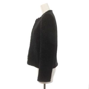 kate spade new york ノーカラーラメジャケット 総裏地 フリンジ 0 黒 ブラック