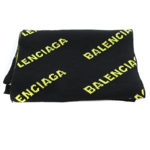 ロゴ マフラー ストール 総柄 黒 ブラック 黄色 イエロー 555281（2024