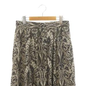 23区 vingt-trois フレンチペイズリーデシン ティアードスカート ロング 40 L 黒 ブラック 白 ホワイト