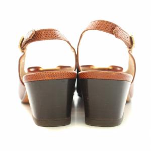 Salvatore Ferragamo Vara ヴァラ パンプス ストラップ ラウンドトゥ チャンキーヒール レザー リボン 装飾 ロゴ 7 24.5cm 茶 ブラウン
