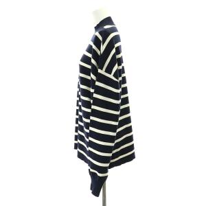L'Appartement 22AW Mockneck Border Knit ニット セーター 長袖 チュニック丈 モックネック ボーダー ウール 紺
