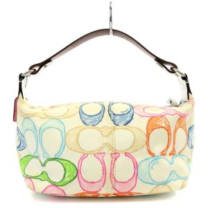 COACH シグネチャー ミニハンドバッグ チャーム 白 マルチカラー ホワイト