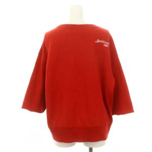 AMERICANA LAppartement取り扱い 24AW カットオフスウェット トレーナー 七分袖 八分袖 裏パイル 赤 白 レッド ホワイト