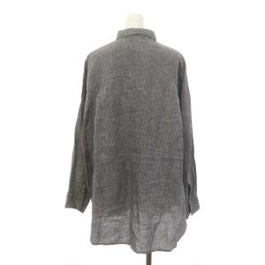 Spick&Span 24SS 80リネンカシュクールビッグシャツ 長袖 千鳥格子 黒 白 ブラック ホワイト