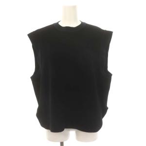 BLAMINK サーマル ノースリーブトップス カットソー スウェット ワッフル ラウンドヘム 36 黒 ブラック /ES