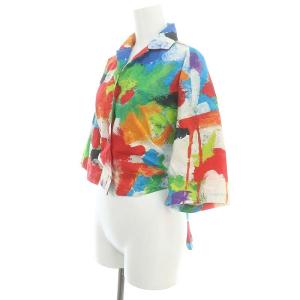 nagonstans boiling sun クロップドシャツ 七分袖 総柄 リボン 38 マルチカラー