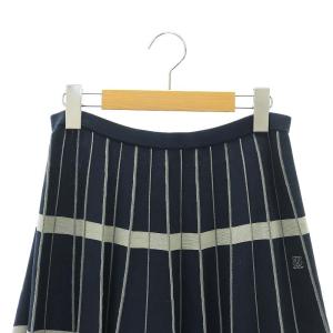 Drawer 18Gステレオボーダーニットスカート ネイビー グレー