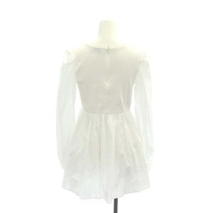 UNITED ARROWS 23SS コンビ ランタンスリーブカットソー ペプラム 長袖 切替 ニット F 白 ホワイト 1512-299-1036