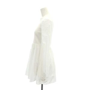 UNITED ARROWS 23SS コンビ ランタンスリーブカットソー ペプラム 長袖 切替 ニット F 白 ホワイト 1512-299-1036