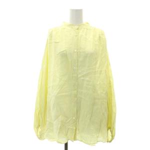 24SSシアーリネンポンチョブラウス 長袖 前開き ドルマンスリーブ 黄色 イエロー /NR OS