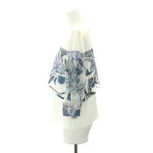 Diagram GRACE CONTINENTAL シャツ ブラウス 七分袖 フラワー プルオーバー 36 S 白 ホワイト 青 ブルー