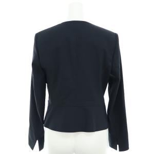 EPOCA リネン混ジャケット ノーカラー 薄手 38 紺 ネイビー