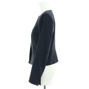 EPOCA リネン混ジャケット ノーカラー 薄手 38 紺 ネイビー