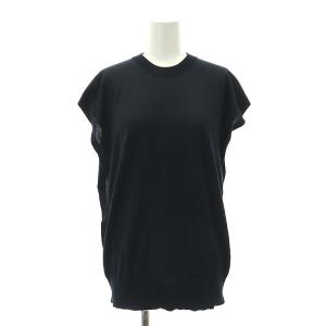 コットンクルーネックベスト トップス ニット カットソー フレンチスリーブ 36 濃紺 ダークネイビー