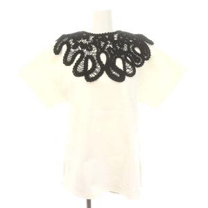 JIL SANDER レース付け襟付きTシャツ S ホワイト ブラック