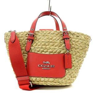 COACH コーチ スモール ストロー 2WAY カゴバッグ ショルダーバッグ トートバッグ ベージュ ピンク CJ519