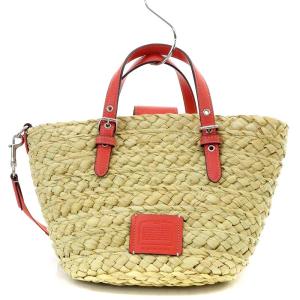 COACH コーチ スモール ストロー 2WAY カゴバッグ ショルダーバッグ トートバッグ ベージュ ピンク CJ519