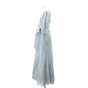 MYLAN 23SS SHINE LINEN V NECK DRESS F ライトブルー
