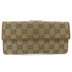GUCCI GGキャンバス 長財布 ロゴ 茶色 ブラウン 74210
