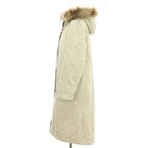 franche lippée キルティングライナー付き ジップアップコート アウター フード付き コットン M ベージュ 茶 ブラウン