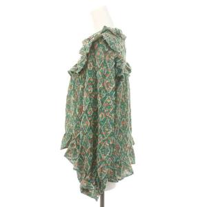 franche lippée ハニーベアブラウス プルオーバー フリル 長袖 M 緑 グリーン マルチカラー