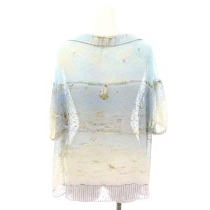 franche lippée しおひがりブラウス 半袖 プルオーバー シフォン M ライトブルー グレー