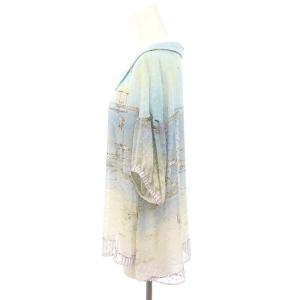 franche lippée しおひがりブラウス 半袖 プルオーバー シフォン M ライトブルー グレー