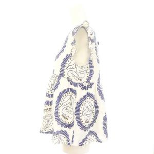 franche lippée お花チュニック ブラウス 半袖 プルオーバー コットン混 M 白 ホワイト マルチカラー