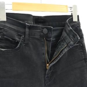 MOTHER THE INSIDER CROP STEP FRAY デニムパンツ ジーンズ スリム カットオフ 24 黒 ブラック