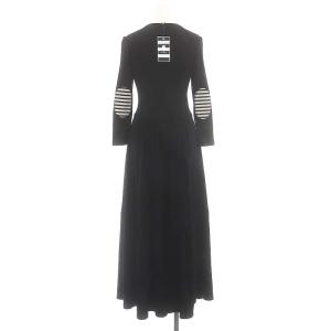 BORDERS at BALCONY JERSEY MAXI DRESS ワンピース ロング 長袖 エルボーパッチ 36 ブラック