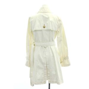 BURBERRY BLUE LABEL コットン 金ボタン トレンチコート スプリングコート ミドル丈 ロゴボタン 38 オフホワイト