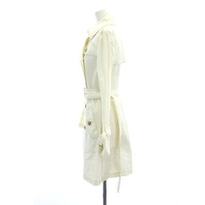 BURBERRY BLUE LABEL コットン 金ボタン トレンチコート スプリングコート ミドル丈 ロゴボタン 38 オフホワイト