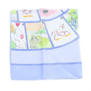 HERMES 小さな幸せのゲーム Le jeu des petits bonheurs カレ90 スカーフ ブルー