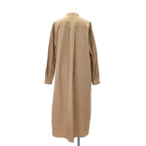 Drawer ブザムスタンドカラーシャツワンピース ロング 長袖 36 モカ