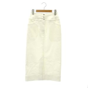 24SS ストレッチタイトスカート  ロング丈 マキシ丈 スリット ジップフライ コットン 36 S 白 ホワイト