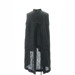 ENFOLD リネン ノースリーブ ヘムブラウス スタンドカラー 38 M 黒 ブラック