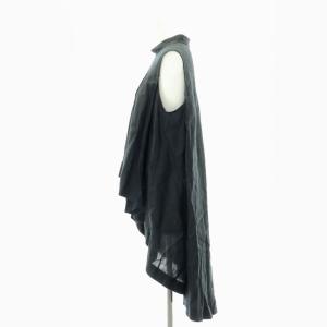 ENFOLD リネン ノースリーブ ヘムブラウス スタンドカラー 38 M 黒 ブラック