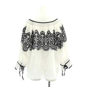 Diagram GRACE CONTINENTAL 22SS ステッチギャザーシャツ ブラウス 長袖 プルオーバー 36 S 白 ホワイト 黒 ブラック /SY