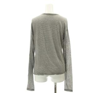 Deuxieme Classe Cashmere Silk Sheer Border T Shirt カットソー 長袖 ボーダー F グレー 白 ホワイト