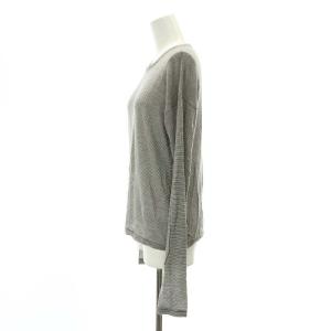 Deuxieme Classe Cashmere Silk Sheer Border T Shirt カットソー 長袖 ボーダー F グレー 白 ホワイト